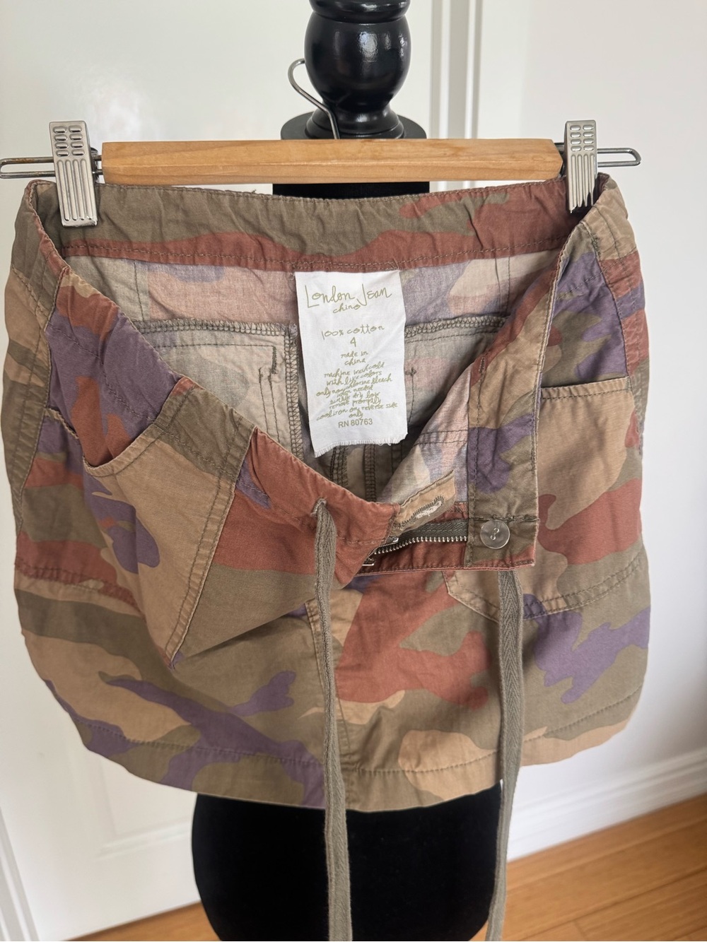 Camouflage Mini Skirt with Drawstring Waist - Picture 3 of 3